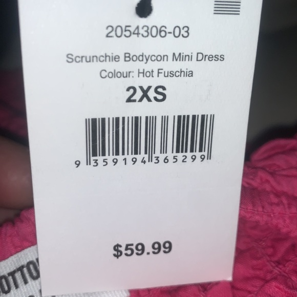 🔥COTTON:ON 2XS scrunchie bodycon mini dress hot fuchsia Barbie 80s VIDEO VIXEN - Picture 4 of 16